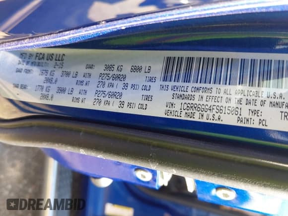 ✅ 2015 Ram 1500 SLT • VIN: 1C6RR6GG4FS615061 • Lot: 43480414. Listed on IAAI with 117,255 mi. Free auction sales archive from the USA and detailed vehicle history report at DreamBid. Image 9.