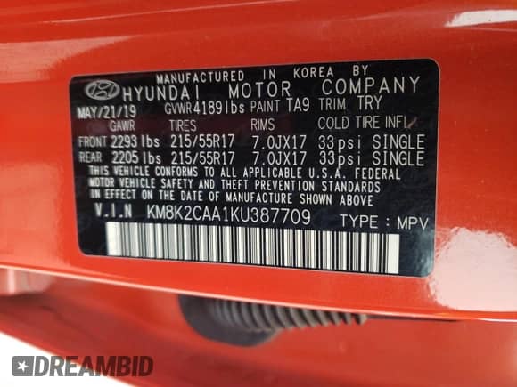 2019 Hyundai Kona SEL z VIN KM8K2CAA1KU387709, wystawiony jako Copart lot #57158563 z przebiegiem 44 716 mil mil oraz . Historia ofert i sprzedaży dostępna na DreamBid. Obrazek 13.