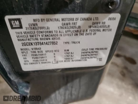 ✅ 2004 Chevrolet Silverado 1500 LS • VIN: 2GCEK13T641427852 • Lot: 51448595. Wystawiony na Copart z przebiegiem 174 565 mil. Bezpłatny archiwum sprzedaży aukcyjnych z USA i szczegółowy raport historii pojazdu na DreamBid. Zdjęcie 12.