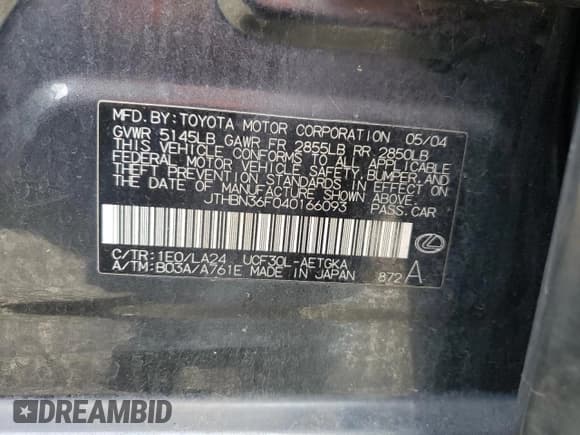 ✅ 2004 Lexus LS 430 • VIN: JTHBN36F040166093 • Lot: 91672595. Wystawiony na Copart z przebiegiem 271 795 mil. Bezpłatny archiwum sprzedaży aukcyjnych z USA i szczegółowy raport historii pojazdu na DreamBid. Zdjęcie 12.