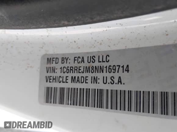 2022 Ram 1500 Laramie z VIN 1C6RREJM8NN169714, wystawiony jako IAAI lot #43076552 z przebiegiem 73 774 mil mil oraz . Historia ofert i sprzedaży dostępna na DreamBid. Obrazek 9.