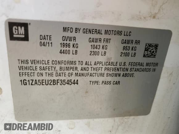 ✅ 2011 Chevrolet Malibu 1FL • VIN: 1G1ZA5EU2BF354544 • Лот: 91654095. Опубликован ранее на Copart с пробегом 156 322 миль. Бесплатный доступ к архиву аукционных продаж из США и подробный отчёт об истории автомобиля на DreamBid. Изображение 12.