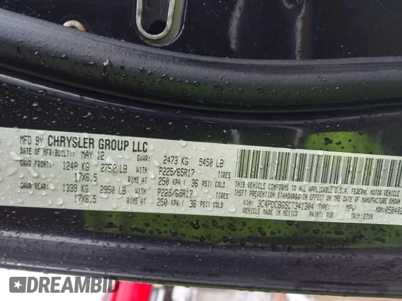 ✅ 2012 Dodge Journey SXT • VIN: 3C4PDCBG5CT341304 • Lot: 43685202. Listed on IAAI with 102,031 mi. Free auction sales archive from the USA and detailed vehicle history report at DreamBid. Image 9.