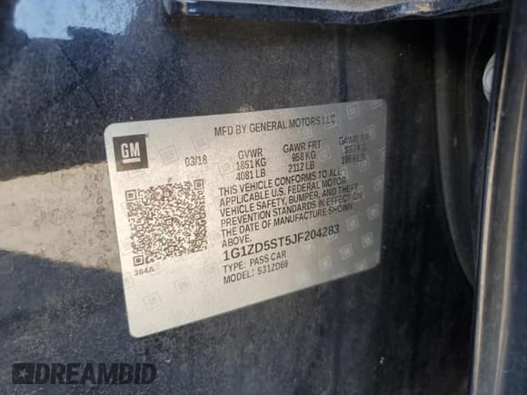 ✅ 2018 Chevrolet Malibu LT • VIN: 1G1ZD5ST5JF204283 • Lot: 81751825. Listed on Copart with 126,329 mi. Free auction sales archive from the USA and detailed vehicle history report at DreamBid. Image 12.