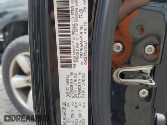 2015 Ram 1500 Express with VIN 1C6RR7FG6FS532559, listed as a Copart auction lot 56679154 with 110,803 mi miles and Salvage title. Bid and sale history available at DreamBid. Image 12.