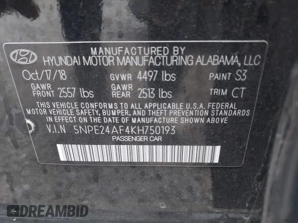 ✅ 2019 Hyundai Sonata SE • VIN: 5NPE24AF4KH750193 • Лот: 43122392. Опубликован ранее на IAAI с пробегом 70 204 миль. Бесплатный доступ к архиву аукционных продаж из США и подробный отчёт об истории автомобиля на DreamBid. Изображение 9.