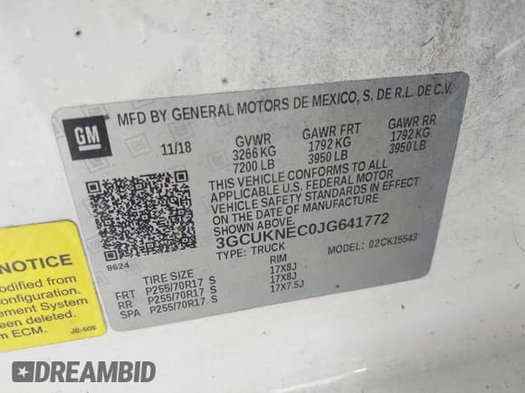 ✅ 2018 Chevrolet Silverado 1500 Work Truck • VIN: 3GCUKNEC0JG641772 • Лот: 41847287. Опубликован ранее на IAAI с пробегом 268 937 миль. Бесплатный доступ к архиву аукционных продаж из США и подробный отчёт об истории автомобиля на DreamBid. Изображение 9.