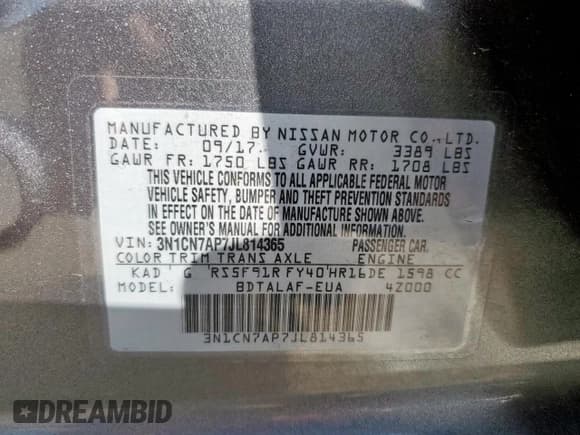 ✅ 2018 Nissan Versa SV • VIN: 3N1CN7AP7JL814365 • Лот: 91695755. Опубликован ранее на Copart с пробегом Не указан. Бесплатный доступ к архиву аукционных продаж из США и подробный отчёт об истории автомобиля на DreamBid. Изображение 13.