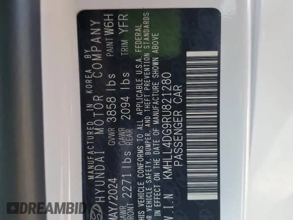 2024 Hyundai Elantra SE with VIN KMHLL4DG9RU821280, listed as a Copart auction lot 86333435 with 9,425 mi miles and Clean title. Bid and sale history available at DreamBid. Image 12.