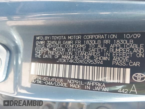 ✅ 2010 Toyota Yaris • VIN: JTDKT4K32A5295394 • Lot: 42811334. Wystawiony na IAAI z przebiegiem 108 246 mil. Bezpłatny archiwum sprzedaży aukcyjnych z USA i szczegółowy raport historii pojazdu na DreamBid. Zdjęcie 9.