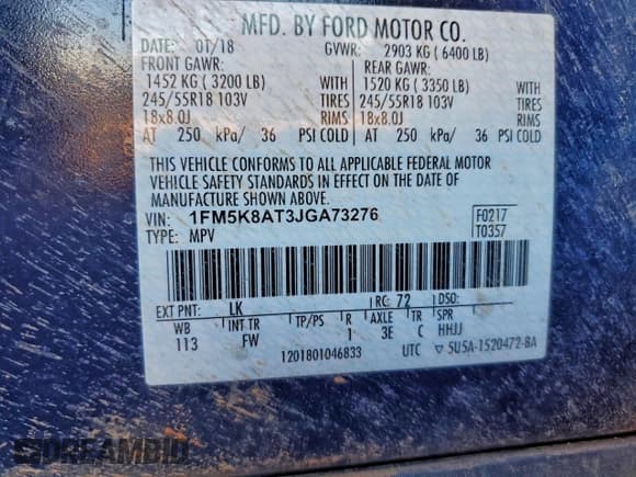 ✅ 2018 Ford Police Interceptor Utility • VIN: 1FM5K8AT3JGA73276 • Lot: 96232145. Wystawiony na Copart z przebiegiem 165 935 mil. Bezpłatny archiwum sprzedaży aukcyjnych z USA i szczegółowy raport historii pojazdu na DreamBid. Zdjęcie 13.