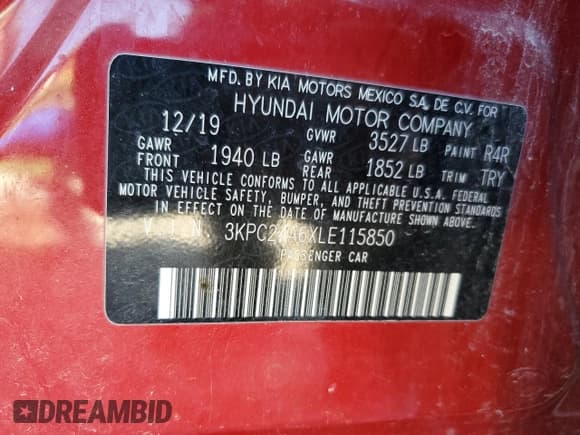 ✅ 2020 Hyundai Accent SE • VIN: 3KPC24A6XLE115850 • Лот: 86529234. Опубликован ранее на Copart с пробегом 88 935 миль. Бесплатный доступ к архиву аукционных продаж из США и подробный отчёт об истории автомобиля на DreamBid. Изображение 13.