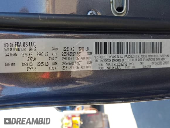 ✅ 2018 Jeep Cherokee Latitude Plus • VIN: 1C4PJLLB7JD538151 • Lot: 43588346. Listed on IAAI with 118,483 mi. Free auction sales archive from the USA and detailed vehicle history report at DreamBid. Image 9.