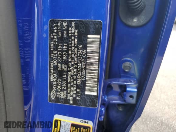 2023 Hyundai Venue SEL с VIN KMHRC8A34PU273446, выставлен на аукционе Copart как лот 73891084 с пробегом Не указан миль и На запчасти • Non repairable. История ставок и продаж доступна на DreamBid. Изображение 14.