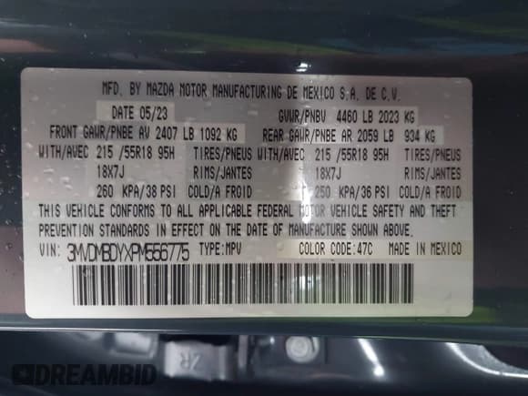 ✅ 2023 Mazda CX-30 Premium • VIN: 3MVDMBDYXPM556775 • Lot: 43704985. Wystawiony na IAAI z przebiegiem 13 700 mil. Bezpłatny archiwum sprzedaży aukcyjnych z USA i szczegółowy raport historii pojazdu na DreamBid. Zdjęcie 9.