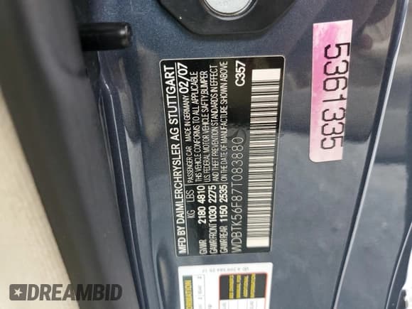 ✅ 2007 Mercedes-Benz CLK 350 • VIN: WDBTK56F87T083880 • Lot: 53689374. Wystawiony na Copart z przebiegiem 81 596 mil. Bezpłatny archiwum sprzedaży aukcyjnych z USA i szczegółowy raport historii pojazdu na DreamBid. Zdjęcie 12.