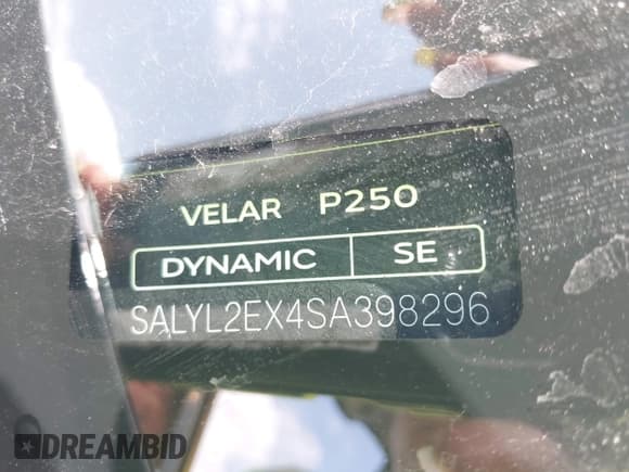 ✅ 2025 Land Rover Range Rover Velar Dynamic SE • VIN: SALYL2EX4SA398296 • Lot: 42346810. Listed on IAAI with 29,485 mi. Free auction sales archive from the USA and detailed vehicle history report at DreamBid. Image 9.