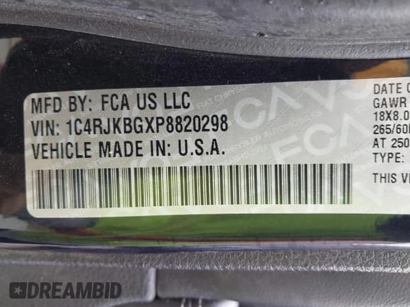 ✅ 2023 Jeep Grand Cherokee Limited • VIN: 1C4RJKBGXP8820298 • Lot: 42730705. Listed on IAAI with 82,902 mi. Free auction sales archive from the USA and detailed vehicle history report at DreamBid. Image 9.