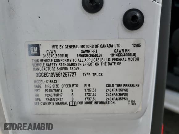 ✅ 2006 Chevrolet Silverado 1500 LS • VIN: 2GCEC13V561257727 • Lot: 55103454. Listed on Copart with 211,155 mi. Free auction sales archive from the USA and detailed vehicle history report at DreamBid. Image 15.