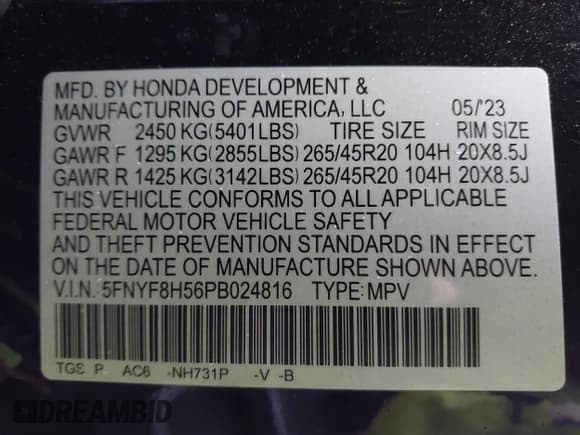 ✅ 2023 Honda Passport EX-L • VIN: 5FNYF8H56PB024816 • Лот: 41785311. Опубликован ранее на IAAI с пробегом 31 604 миль. Бесплатный доступ к архиву аукционных продаж из США и подробный отчёт об истории автомобиля на DreamBid. Изображение 9.