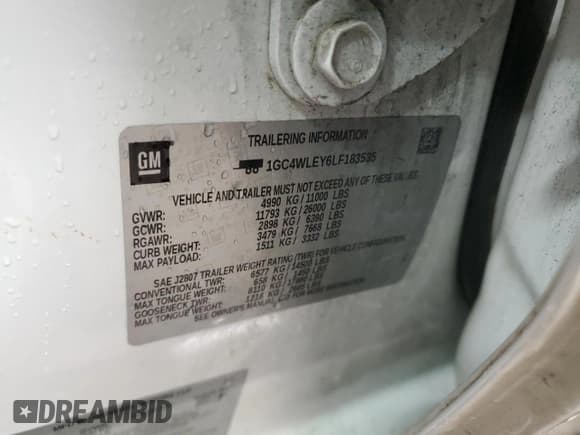 ✅ 2020 Chevrolet Silverado 2500HD • VIN: 1GC4WLEY6LF183535 • Lot: 66397234. Wystawiony na Copart z przebiegiem 125 263 mil. Bezpłatny archiwum sprzedaży aukcyjnych z USA i szczegółowy raport historii pojazdu na DreamBid. Zdjęcie 12.