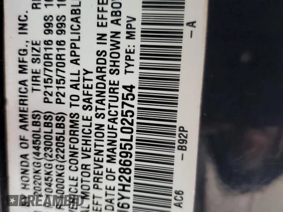 ✅ 2005 Honda Element EX • VIN: 5J6YH28695L025754 • Lot: 90789905. Listed on Copart with 173,638 mi. Free auction sales archive from the USA and detailed vehicle history report at DreamBid. Image 12.