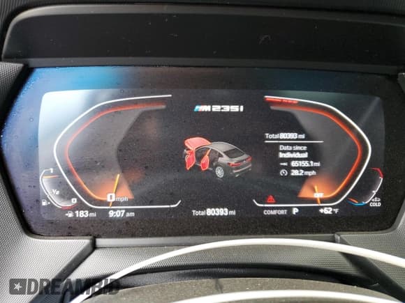 ✅ 2020 BMW 2 Series M235i xDrive • VIN: WBA13AL04L7F66560 • Lot: 60917545. Wystawiony na Copart z przebiegiem 80 393 mil. Bezpłatny archiwum sprzedaży aukcyjnych z USA i szczegółowy raport historii pojazdu na DreamBid. Zdjęcie 9.