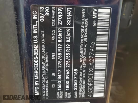 ✅ 2014 Mercedes-Benz GL 450 • VIN: 4JGDF7CEXEA277946 • Lot: 70807155. Listed on Copart with 158,387 mi. Free auction sales archive from the USA and detailed vehicle history report at DreamBid. Image 13.