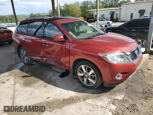 ✅ 2015 Nissan Pathfinder Platinum • VIN: 5N1AR2MNXFC667673 • Lot: 52942785. Listed on Copart with 90,626 mi. Free auction sales archive from the USA and detailed vehicle history report at DreamBid. Image 4.