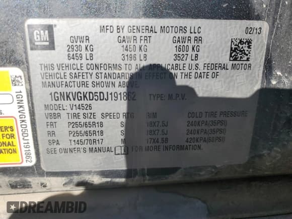 ✅ 2013 Chevrolet Traverse LT • VIN: 1GNKVGKD5DJ191862 • Lot: 77004444. Wystawiony na Copart z przebiegiem 212 765 mil. Bezpłatny archiwum sprzedaży aukcyjnych z USA i szczegółowy raport historii pojazdu na DreamBid. Zdjęcie 13.