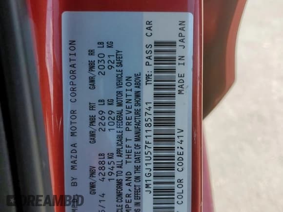 ✅ 2015 Mazda 6 i Sport • VIN: JM1GJ1U57F1185741 • Лот: 63979725. Опубликован ранее на Copart с пробегом 150 735 миль. Бесплатный доступ к архиву аукционных продаж из США и подробный отчёт об истории автомобиля на DreamBid. Изображение 12.