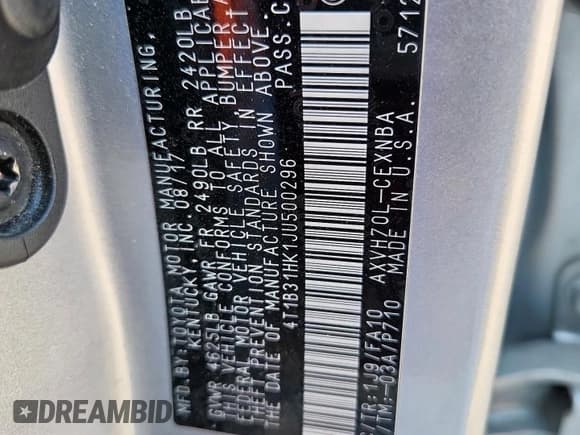 ✅ 2018 Toyota Camry Hybrid LE • VIN: 4T1B31HK1JU500296 • Лот: 92325045. Опубликован ранее на Copart с пробегом 154 481 миль. Бесплатный доступ к архиву аукционных продаж из США и подробный отчёт об истории автомобиля на DreamBid. Изображение 13.