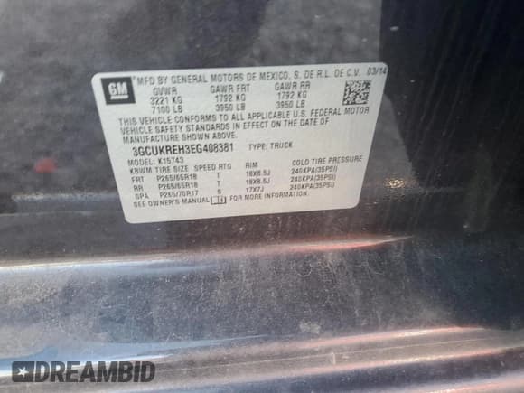 ✅ 2014 Chevrolet Silverado 1500 LT • VIN: 3GCUKREH3EG408381 • Lot: 80193985. Wystawiony na Copart z przebiegiem Nie podano. Bezpłatny archiwum sprzedaży aukcyjnych z USA i szczegółowy raport historii pojazdu na DreamBid. Zdjęcie 12.