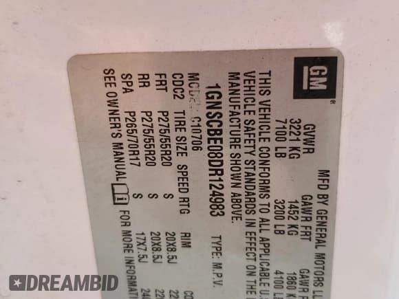 ✅ 2013 Chevrolet Tahoe LT • VIN: 1GNSCBE08DR124983 • Lot: 63081005. Listed on Copart with 180,694 mi. Free auction sales archive from the USA and detailed vehicle history report at DreamBid. Image 13.