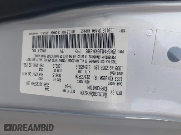 ✅ 2005 Dodge Caravan SXT • VIN: 2D4GP44L05R345986 • Lot: 43653111. Wystawiony na IAAI z przebiegiem 171 419 mil. Bezpłatny archiwum sprzedaży aukcyjnych z USA i szczegółowy raport historii pojazdu na DreamBid. Zdjęcie 9.