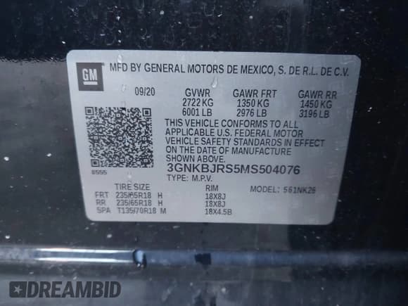 ✅ 2021 Chevrolet Blazer LT • VIN: 3GNKBJRS5MS504076 • Лот: 43502438. Опубликован ранее на IAAI с пробегом 111 264 миль. Бесплатный доступ к архиву аукционных продаж из США и подробный отчёт об истории автомобиля на DreamBid. Изображение 9.