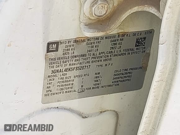 ✅ 2015 Chevrolet Captiva Sport LTZ • VIN: 3GNAL4EK5FS520717 • Lot: 43411742. Wystawiony na IAAI z przebiegiem 70 871 mil. Bezpłatny archiwum sprzedaży aukcyjnych z USA i szczegółowy raport historii pojazdu na DreamBid. Zdjęcie 9.