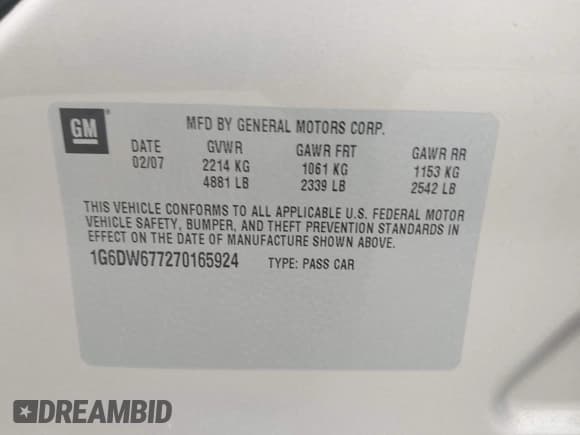 ✅ 2007 Cadillac STS • VIN: 1G6DW677270165924 • Lot: 42560353. Wystawiony na IAAI z przebiegiem 109 245 mil. Bezpłatny archiwum sprzedaży aukcyjnych z USA i szczegółowy raport historii pojazdu na DreamBid. Zdjęcie 9.