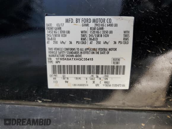 ✅ 2017 Ford Police Interceptor Utility • VIN: 1FM5K8ATXHGC35415 • Лот: 73063734. Опубликован ранее на Copart с пробегом 122 404 миль. Бесплатный доступ к архиву аукционных продаж из США и подробный отчёт об истории автомобиля на DreamBid. Изображение 13.