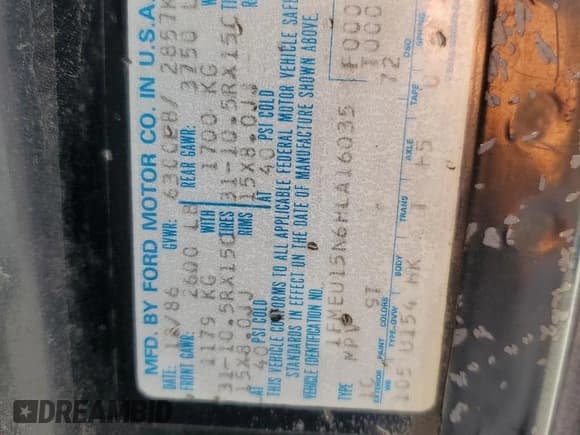 ✅ 1987 Ford Bronco Eddie Bauer • VIN: 1FMEU15N6HLA16035 • Лот: 60311925. Опубликован ранее на Copart с пробегом 5 438 миль. Бесплатный доступ к архиву аукционных продаж из США и подробный отчёт об истории автомобиля на DreamBid. Изображение 13.