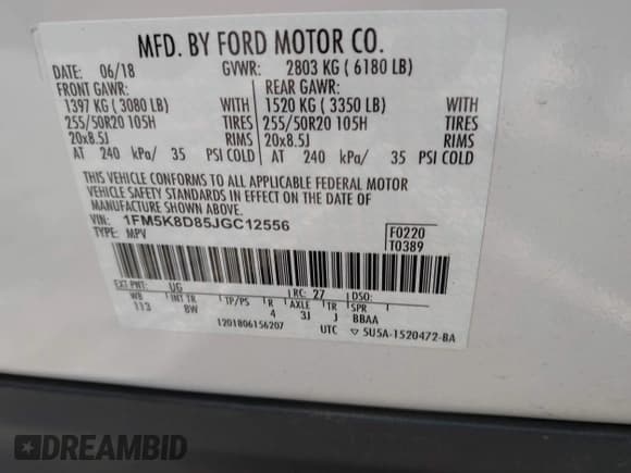 ✅ 2018 Ford Explorer XLT • VIN: 1FM5K8D85JGC12556 • Lot: 43737640. Wystawiony na IAAI z przebiegiem 162 338 mil. Bezpłatny archiwum sprzedaży aukcyjnych z USA i szczegółowy raport historii pojazdu na DreamBid. Zdjęcie 9.