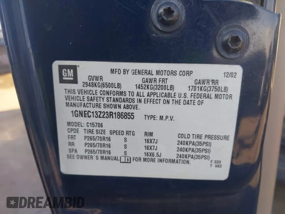 ✅ 2003 Chevrolet Tahoe LT • VIN: 1GNEC13Z23R186855 • Lot: 41488749. Wystawiony na IAAI z przebiegiem 314 270 mil. Bezpłatny archiwum sprzedaży aukcyjnych z USA i szczegółowy raport historii pojazdu na DreamBid. Zdjęcie 9.