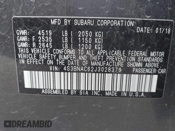 ✅ 2018 Subaru Legacy Premium • VIN: 4S3BNAC62J3028379 • Lot: 43043435. Wystawiony na IAAI z przebiegiem 103 799 mil. Bezpłatny archiwum sprzedaży aukcyjnych z USA i szczegółowy raport historii pojazdu na DreamBid. Zdjęcie 9.