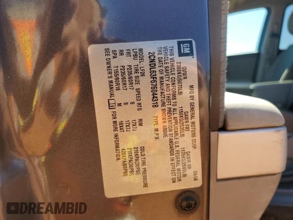 ✅ 2007 Chevrolet Equinox LT • VIN: 2CNDL63F676044318 • Lot: 86193315. Listed on Copart with 230,722 mi. Free auction sales archive from the USA and detailed vehicle history report at DreamBid. Image 14.