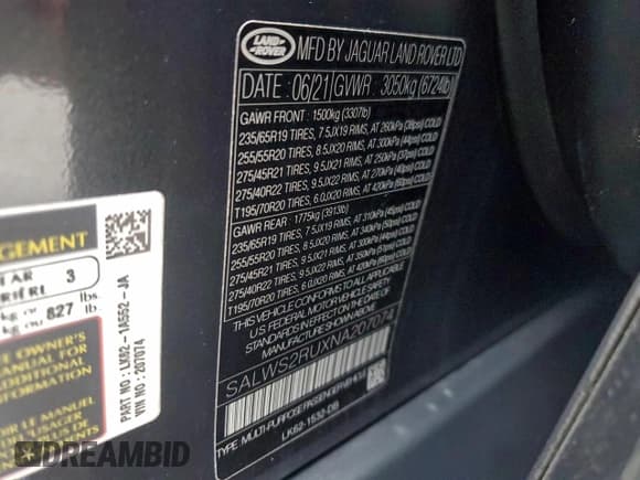 ✅ 2022 Land Rover Range Rover Sport HST • VIN: SALWS2RUXNA207074 • Lot: 92906425. Listed on Copart with 81,164 mi. Free auction sales archive from the USA and detailed vehicle history report at DreamBid. Image 14.