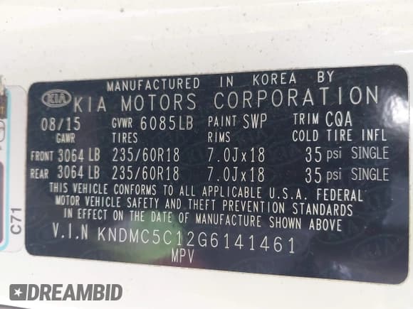 ✅ 2016 Kia Sedona SX • VIN: KNDMC5C12G6141461 • Lot: 42200862. Wystawiony na IAAI z przebiegiem 183 859 mil. Bezpłatny archiwum sprzedaży aukcyjnych z USA i szczegółowy raport historii pojazdu na DreamBid. Zdjęcie 9.