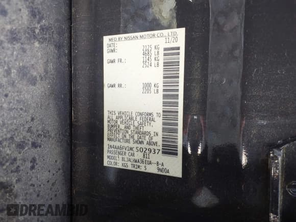 ✅ 2021 Nissan Maxima Platinum • VIN: 1N4AA6FV1MC502937 • Lot: 42131587. Listed on IAAI with Not provided. Free auction sales archive from the USA and detailed vehicle history report at DreamBid. Image 9.