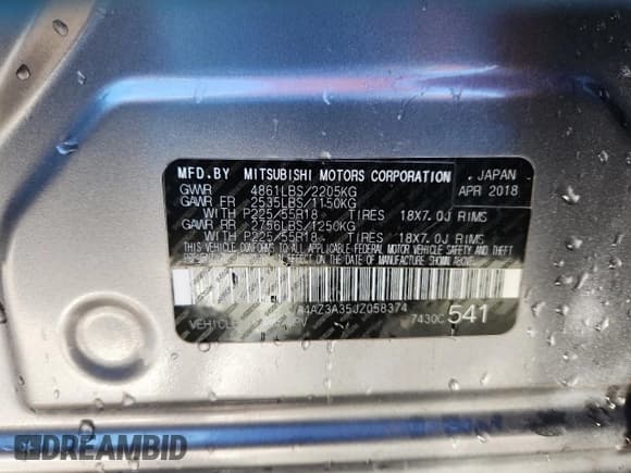 ✅ 2018 Mitsubishi Outlander ES • VIN: JA4AZ3A35JZ058374 • Lot: 90589135. Wystawiony na Copart z przebiegiem 99 424 mil. Bezpłatny archiwum sprzedaży aukcyjnych z USA i szczegółowy raport historii pojazdu na DreamBid. Zdjęcie 14.