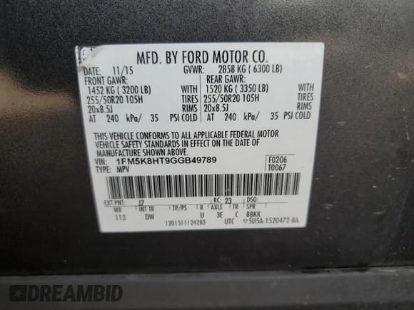 ✅ 2016 Ford Explorer Platinum • VIN: 1FM5K8HT9GGB49789 • Lot: 85557485. Wystawiony na Copart z przebiegiem 183 297 mil. Bezpłatny archiwum sprzedaży aukcyjnych z USA i szczegółowy raport historii pojazdu na DreamBid. Zdjęcie 12.
