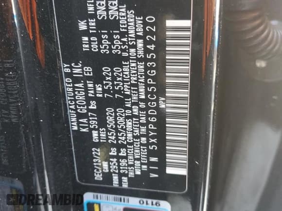 ✅ 2023 Kia Telluride S • VIN: 5XYP6DGC5PG354220 • Lot: 49567635. Wystawiony na Copart z przebiegiem 25 571 mil. Bezpłatny archiwum sprzedaży aukcyjnych z USA i szczegółowy raport historii pojazdu na DreamBid. Zdjęcie 14.